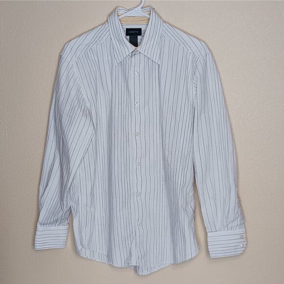 Claiborne Other - Claiborne Dress Shirt Mens Size M White Dotted Pin Stripe Long Sleeve Cotton